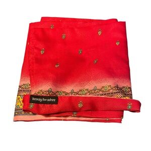 Beauty for Ashes Red Infinity Scarf with Gold Design Border